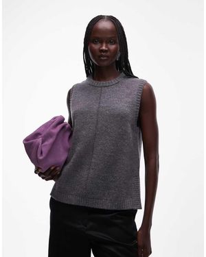 & Other Stories Wool Rich Lightweight Crew Neck Knitted Vest - Purple