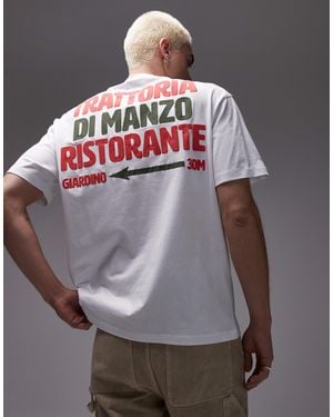 TOPMAN T-shirt With Front And Back Trattoria Di Manzo Raised Print - Grey