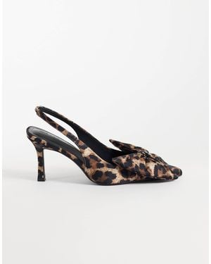 ASOS Shine Slingback Bow Detail Mid Heeled Shoes - Multicolour