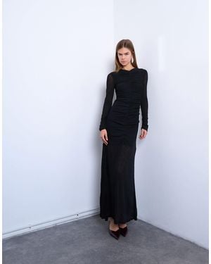 TOPSHOP Ruched Front Drop Waist Maxi Dress - Blue