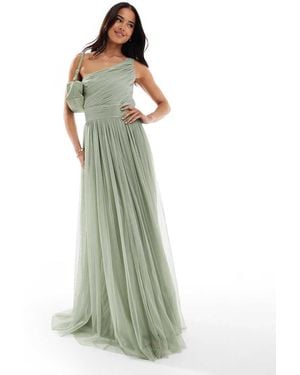 LACE & BEADS Vestito Lungo Da Damigella Monospalla Salvia Polvere - Verde