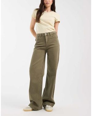 Pieces Mid Waist Wide Leg Jeans - Natural