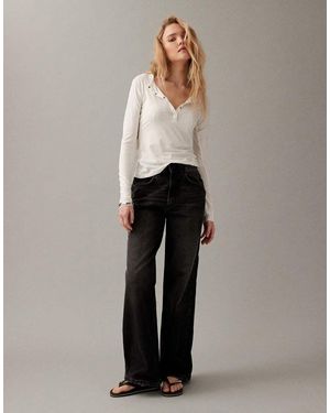 ASOS Vaqueros Dad Negros De Pernera Ancha De - Gris