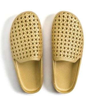 FREEDOM MOSES Metallic Clogs With Rattan Shape Holes