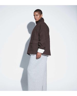 ASOS Asos Design Curve Giacca Harrington Formale Con Collo A Imbuto A Quadri Marroni - Blu