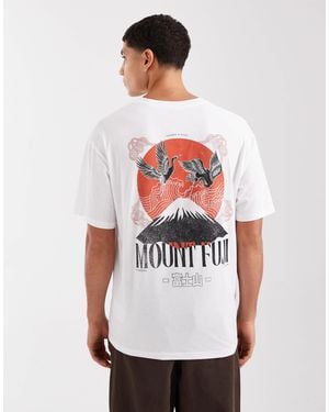 Jack & Jones Mount Fuji Back Print T-shirt - White