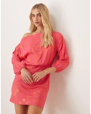 Never Fully Dressed Plus Tilly Off Shoulder Plisse Mini Dress - Red