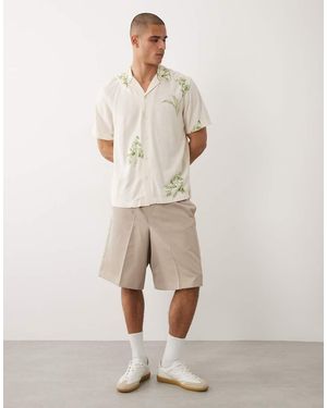 SELECTED Camisa Color Crema De Manga Corta Con Estampado Floral De -Blanco - Neutro