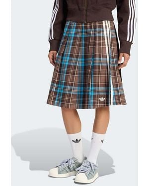 adidas Originals Pleated Check Skirt - Blue