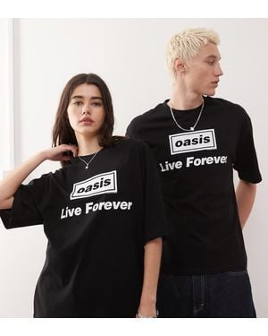 Collusion Skater Fit T-Shirt Met Official Oasis Print - Zwart