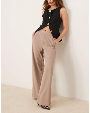 Vila High Waist Wide Leg Trouser - Natural