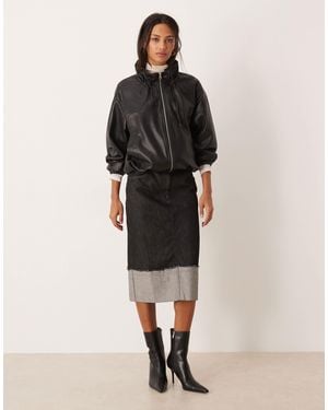 ASOS Midi Skirt With Turn Back Distressed Hem - Black