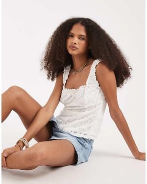 Vero Moda Gathered Neckline Lace Tank Top - Brown