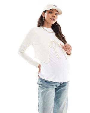 Mama.licious Mamalicious – umstandsmode – gerippte cropped-strickjacke - Weiß