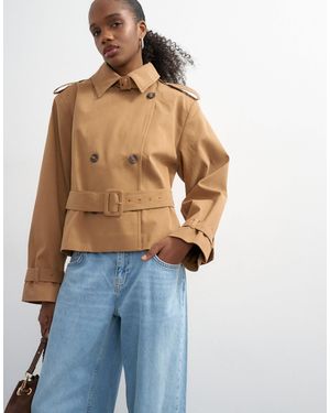 TOPSHOP – cropped-trenchcoat - Blau