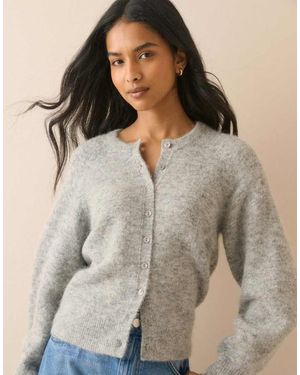 Nobody's Child Crew Neck Wool-Blend Cardigan - Brown
