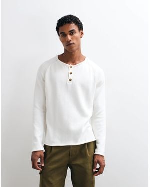 Collusion Oversize-henley-strickpullover - Weiß