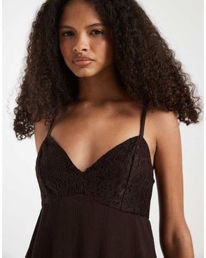 Hollister V Neck Lace Godet Babydoll Cami Top - Black