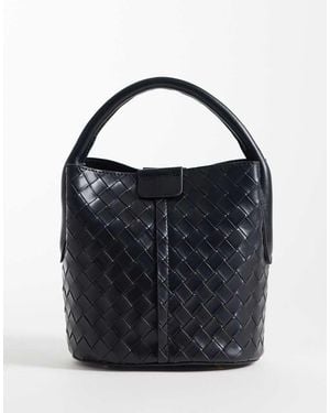ASOS Bolso Bombonera Con Diseño Entretejido Y Correa Bandolera Extraíble De - Azul