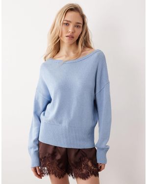 ASOS Knit Off-the-shoulder Sweater - Blue