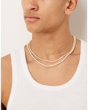 ASOS – goldfarbene halskette mit süßwasser-kunstperlen - Natur