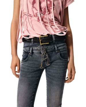 Desigual – masha popova – geflochtener ledergürtel - Blau