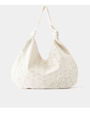 Pull&Bear Bestickte tote-bag - Natur