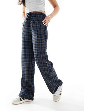 ONLY Wide Leg Check Trousers - Blue