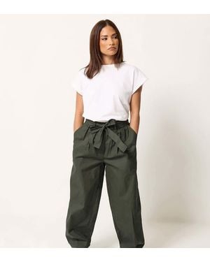 PixieGirl Petite Poplin Barrel Trousers - Green