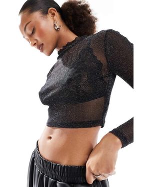 JJXX Long Sleeve Mesh Top - Black
