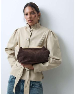 ASOS Suede Frame Clutch Bag - Brown