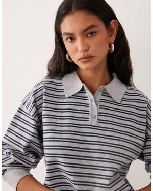 Cotton On Boxy Long Sleeve Polo Knit Top - Gray
