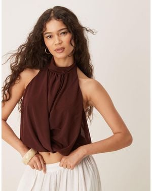 ASOS Drape Halter Neck Top - Brown