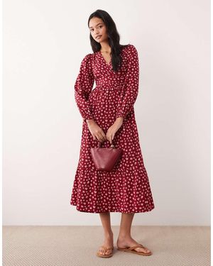 Wednesday's Girl Long Sleeve Wrap Midaxi Dress - Red