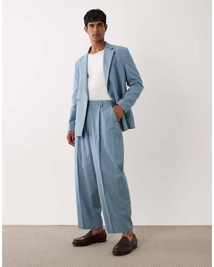 ASOS Barrel Leg Suit Trouser - Blue