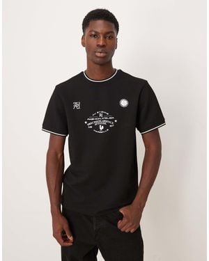 ASOS Super Heavyweight T-shirt With Contrast Trim And Athletic Graphics - Black