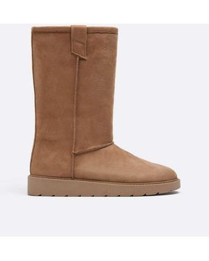 Stradivarius Laarzen Met Leerlook En Faux-Fur Voering - Bruin