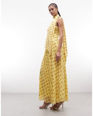 AFRM Rori Detachable Scarf Detail Sculpted Waist Maxi Dress - Metallic