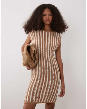ASOS Stripe Crochet Mini Dress - Brown