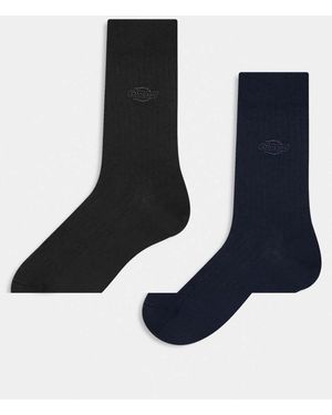 Dickies Pack De 2 Pares De Calcetines Deportivos Negros De Canalé De - Azul