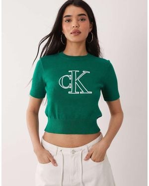 Calvin Klein Monologo Knit Top - Green
