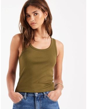 ASOS Thick Binding Rib Scoop Neck Vest - Green