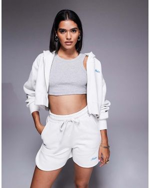 Good For Nothing Embroidered Relaxed Fit Zip Through Hoodie - Grey