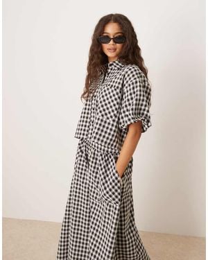 Threadbare Camisa A Cuadros Vichy Negros Y Blancos De Manga Corta De (Parte De Un Conjunto)