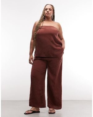 ASOS Asos Design Curve Pull On Wide Leg Pants With Split - Red