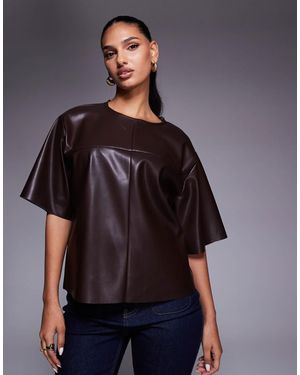 ASOS – kunstleder-t-shirt - Grau