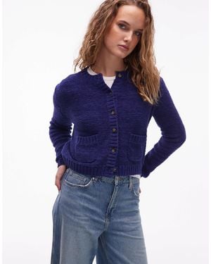 ARKET Cotton Rich Crew Neck Cardigan - Blue