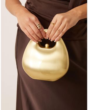 ASOS Grab Handle Hardcase Clutch Purse - Brown