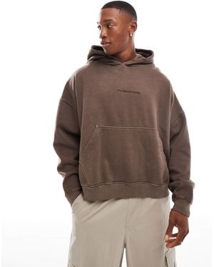 Pull&Bear It's Faith Printed Hoodie - Brown