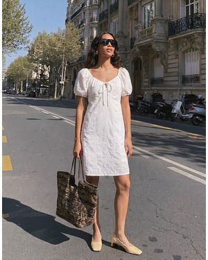 Vero Moda Cotton Broderie Puff Sleeve Milkmaid Mini Dress - White